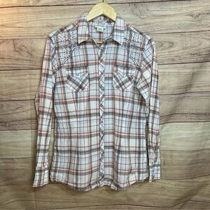 Ariat Plaid Pearl Snap Rhinestone Long Sleeve
Button Up Shirt Womens X-Large